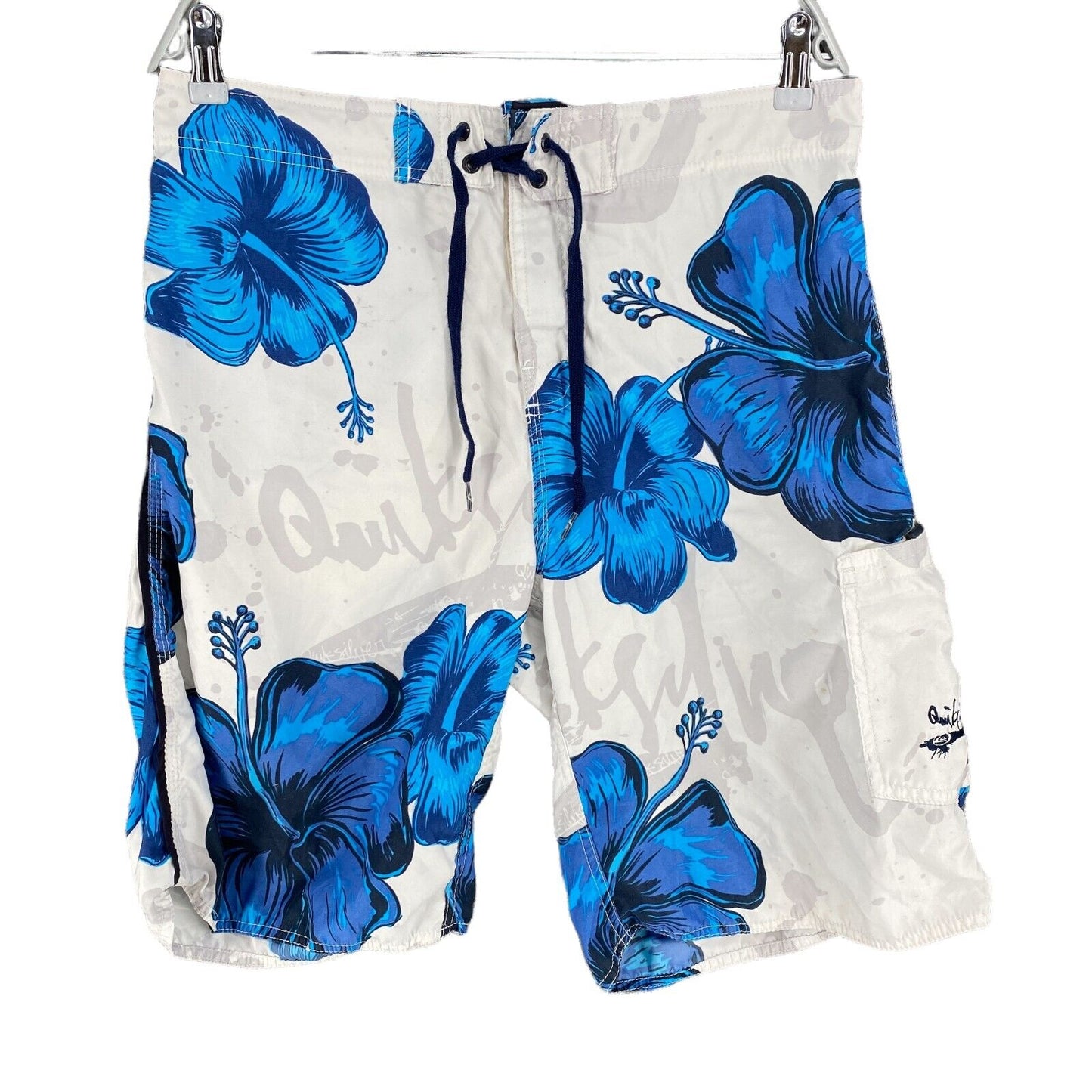 QUIKSILVER Floral White Swimwear Swimming Trunks Shorts Size S