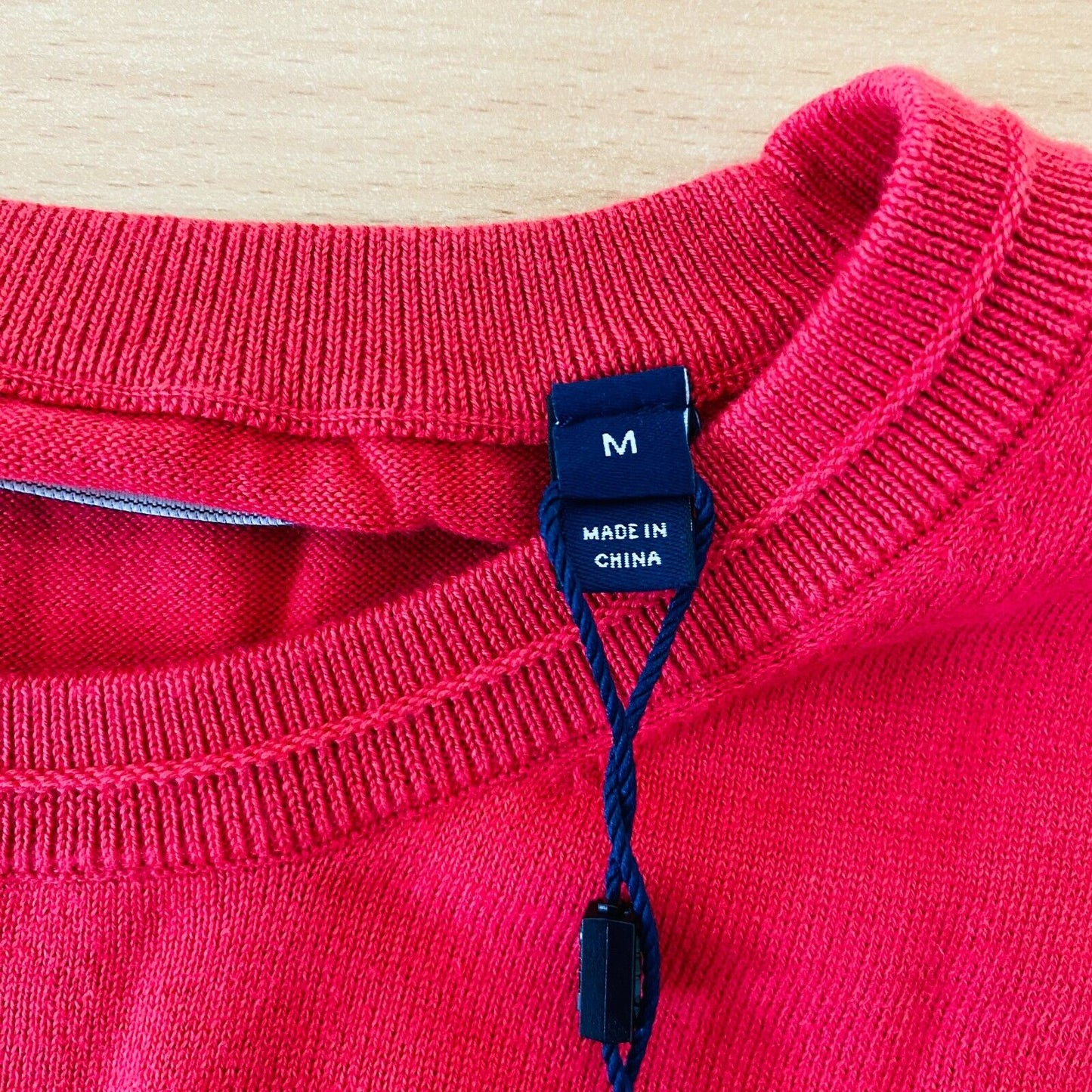 GANT Light Red Crew Neck Pima Lux Contrast Sweater Jumper Size M