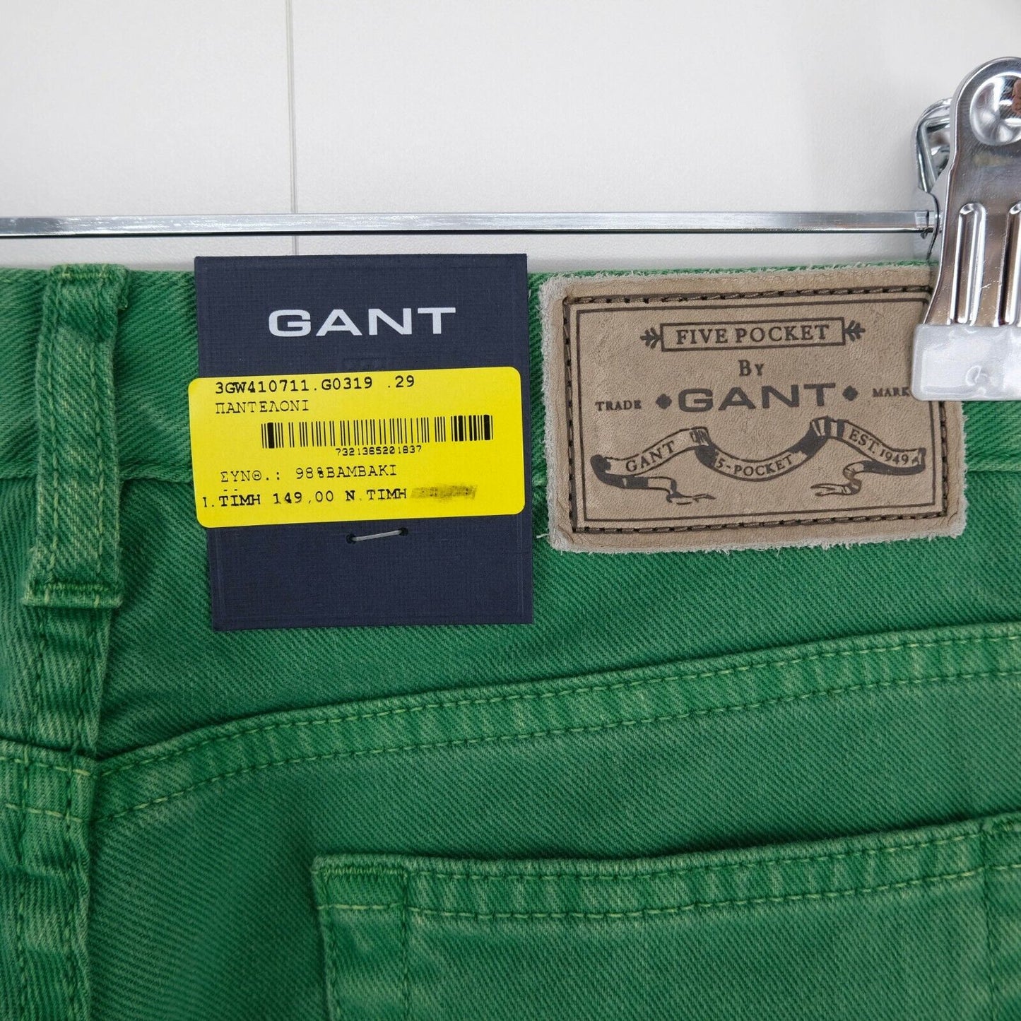 GANT Green Kelly Cropped Twill Pantalon Jeans Taille W29 L26.5