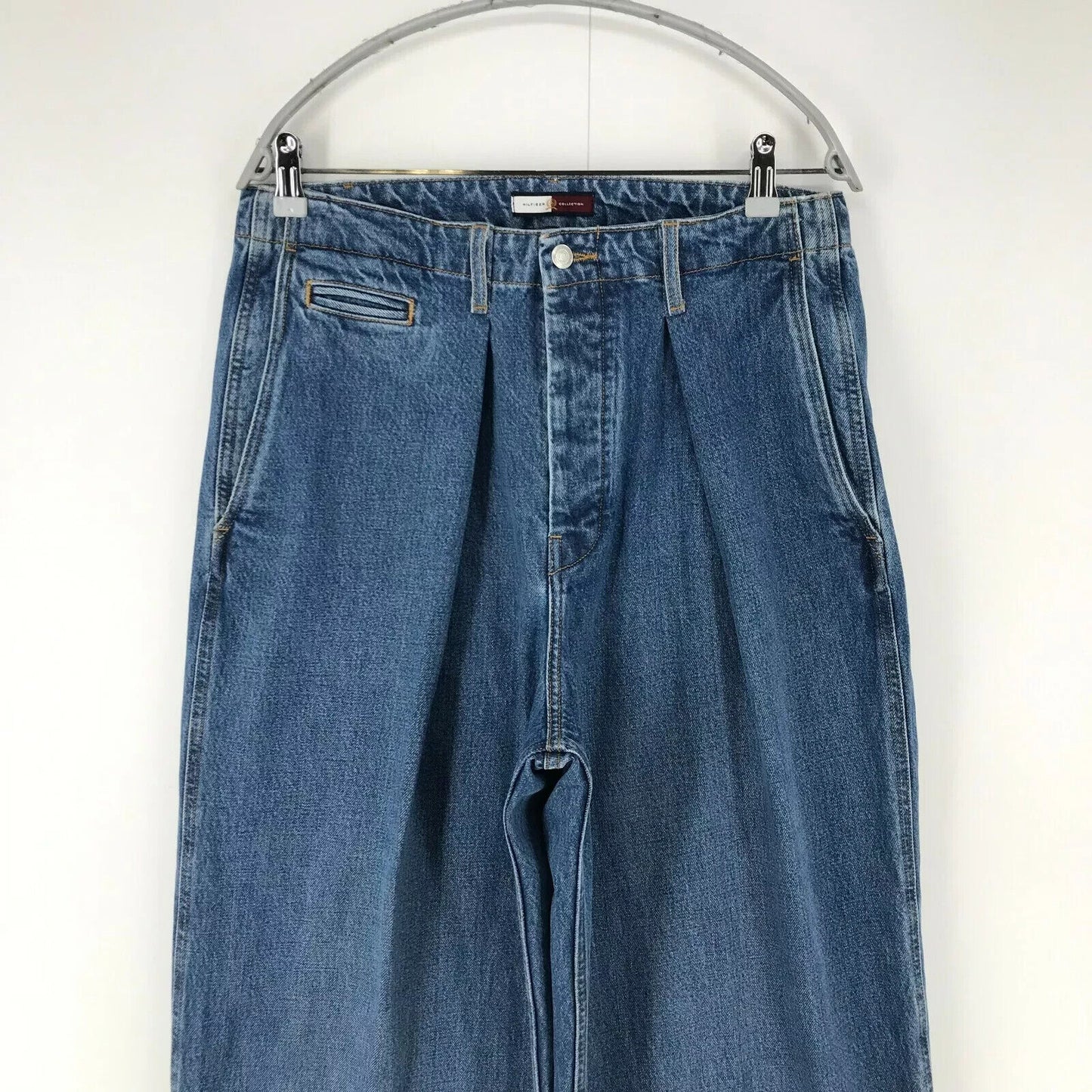 Tommy Hilfiger Collection Mens Blue Pleated Regular Straight Fit Jeans Size W32