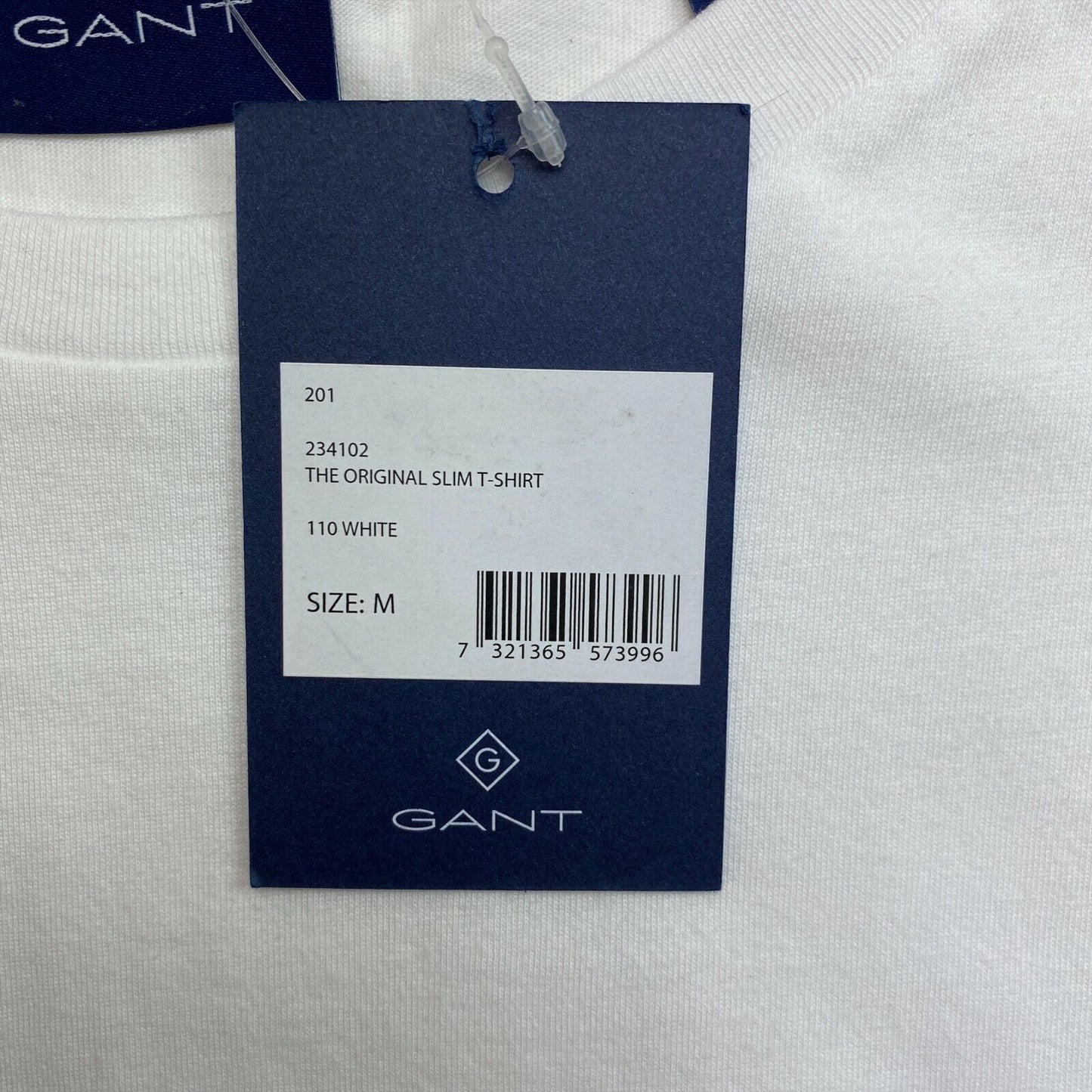 GANT White Original Logo Slim Crew Neck T Shirt Size M