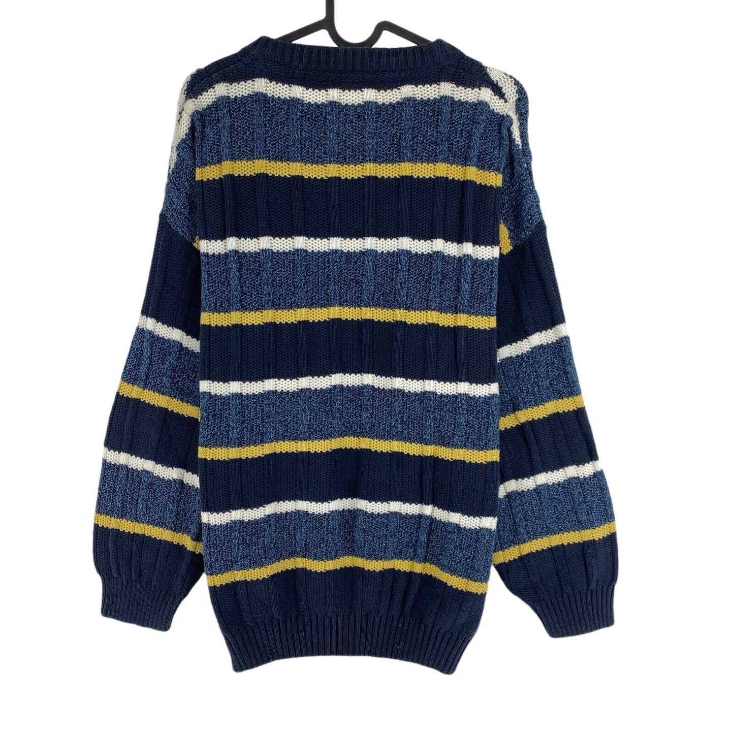 Cosby Vintage Retro 90s Navy Blue Striped Sweater Pullover Size EU 50 UK/US 40