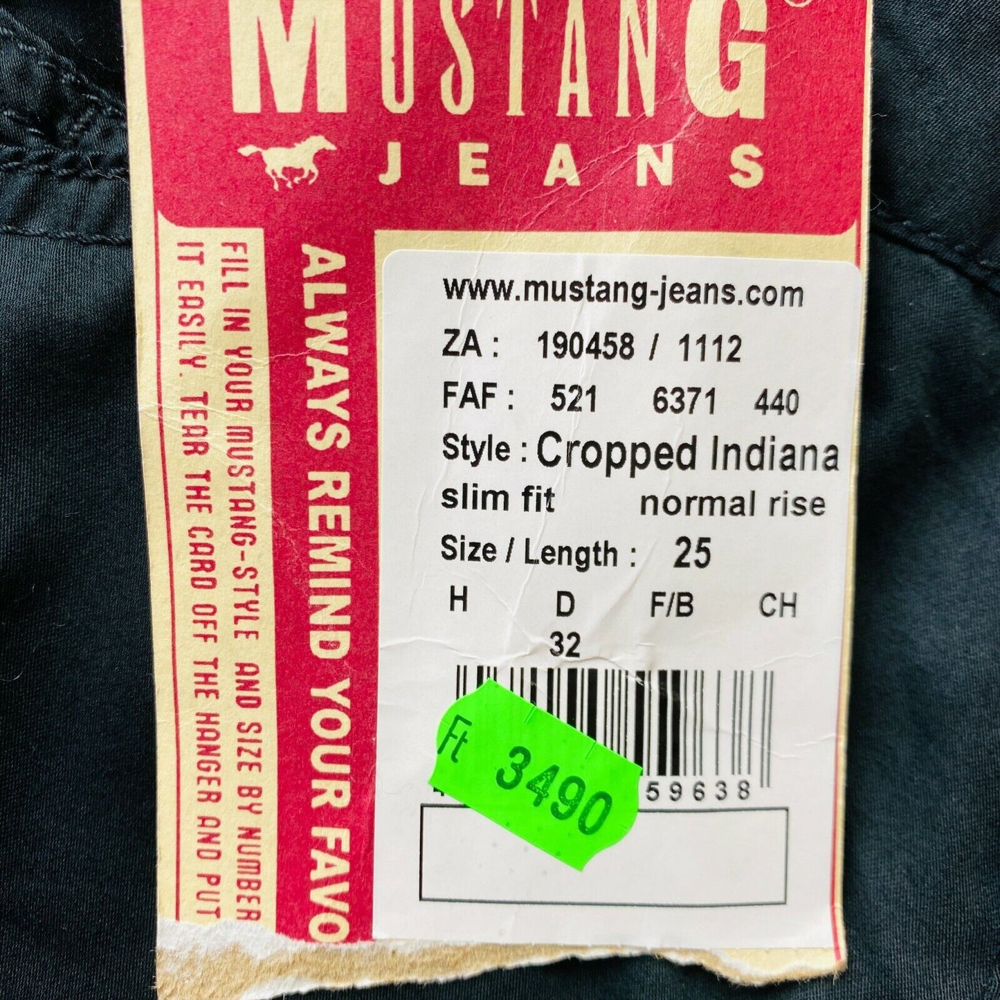 MUSTANG INDIANA Pantalon court chino taille régulière noir pour femme W25