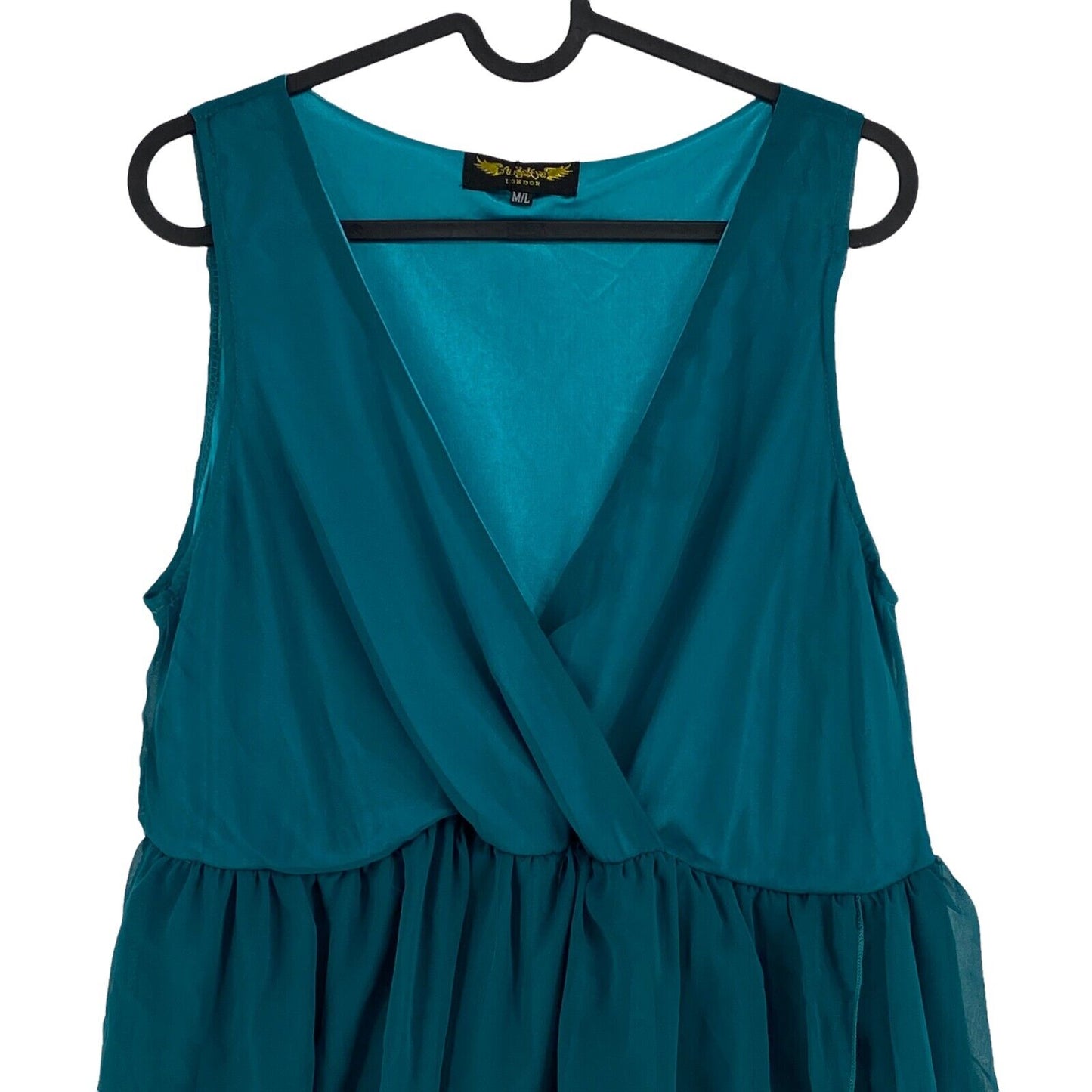 Angel Eye Turquoise Blue Sleeveless Deep V-Neck Fit & Flare Dress Size M / L