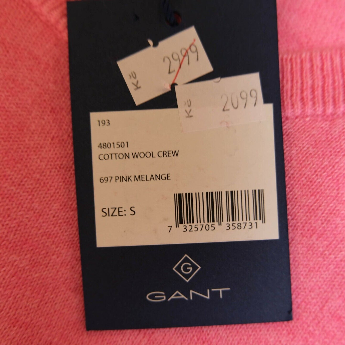 GANT Pink Crew Neck Cotton Sweater Jumper Size S