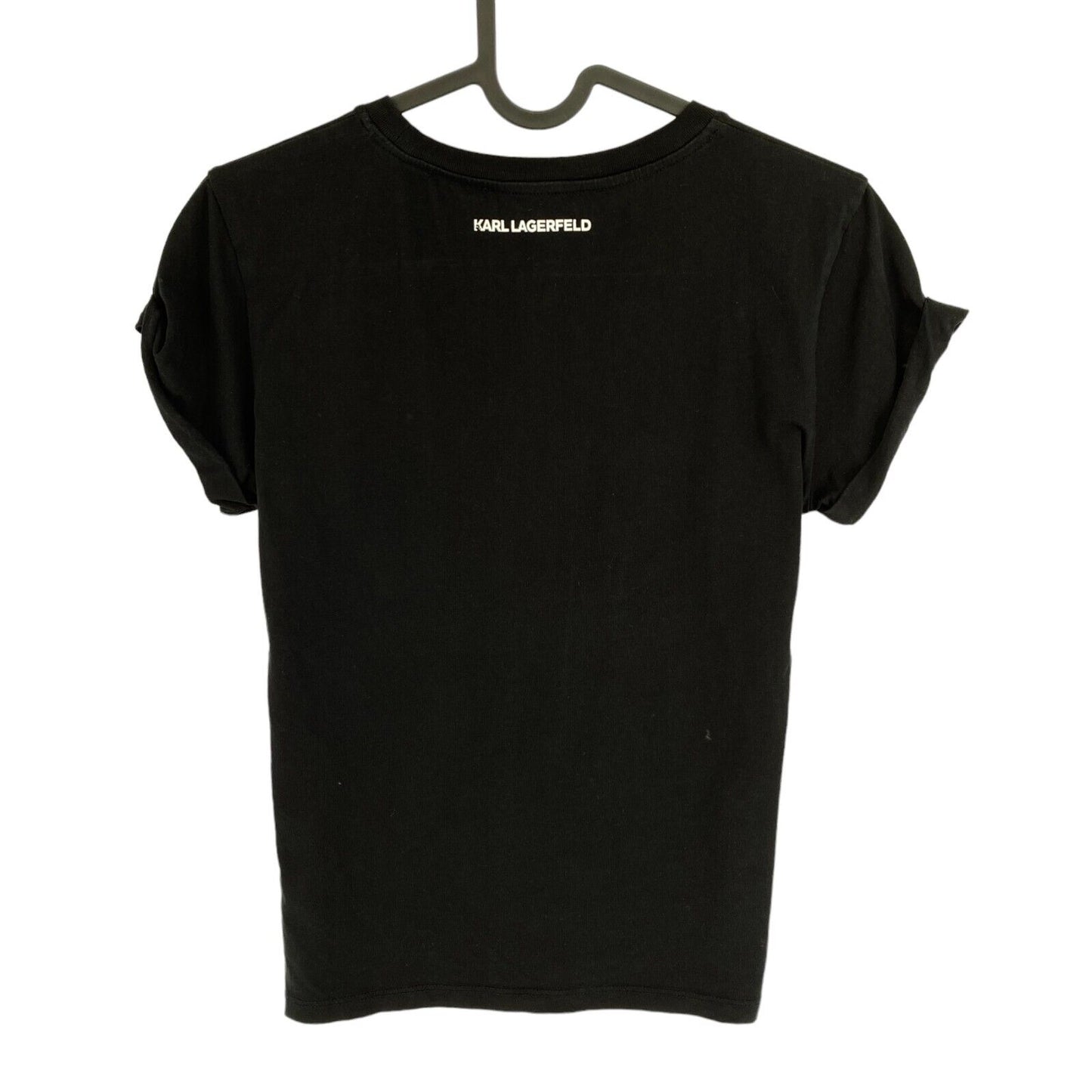 Karl Lagerfeld Women Black Pocket Karl Crew Neck T Shirt Size XS