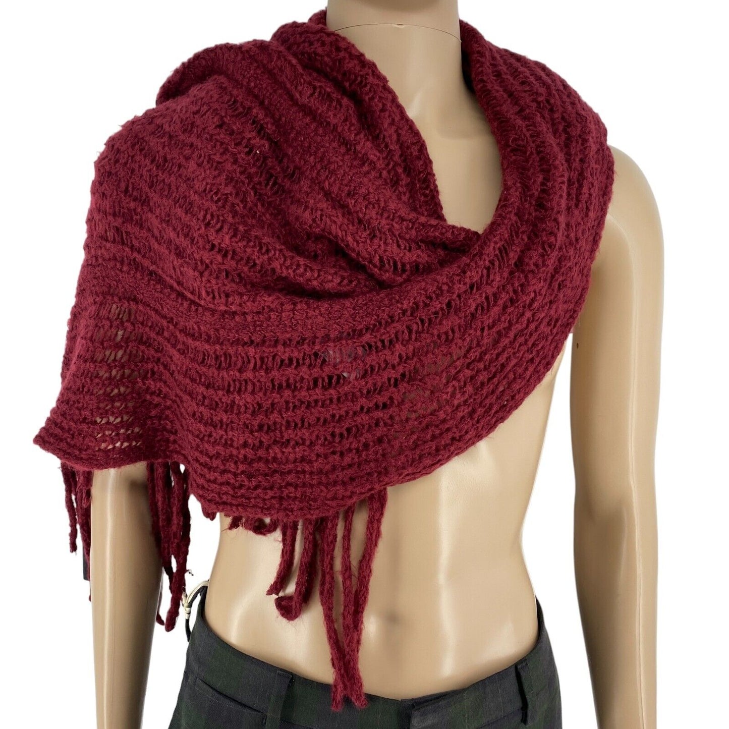 ARTISTI ITALIANI Dark Red Knitted Scarf Shawl