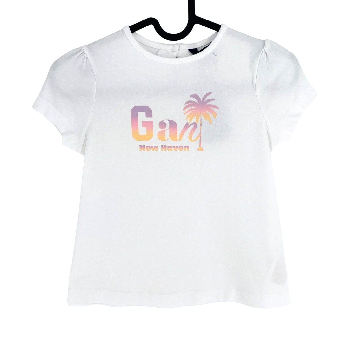 GANT Girls White Palm Print Crew Neck Tunic T-Shirt Size 5-6 Years 110/116 cm