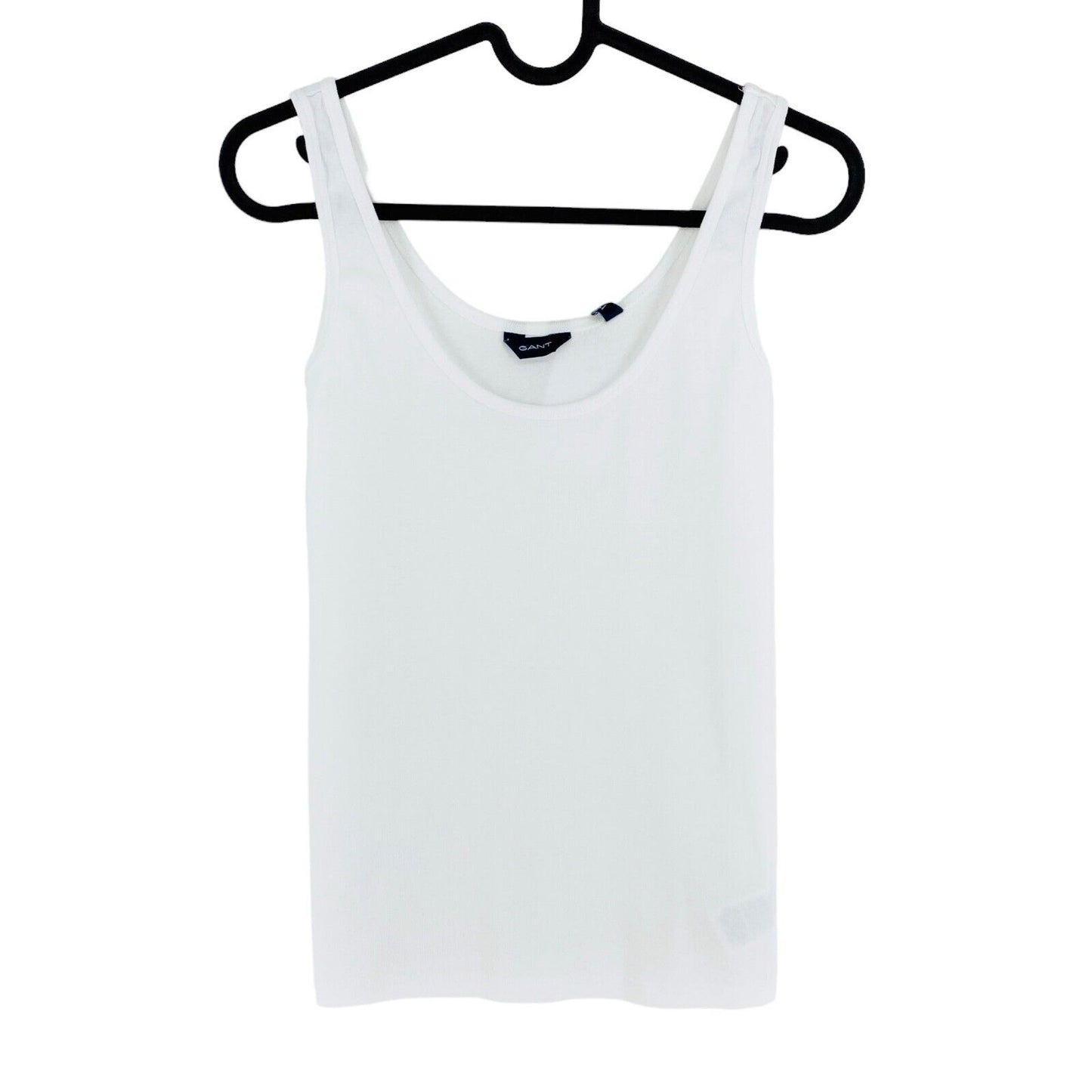 GANT Weißes ärmelloses Tanktop mit 1x1-Ripp, Größe S