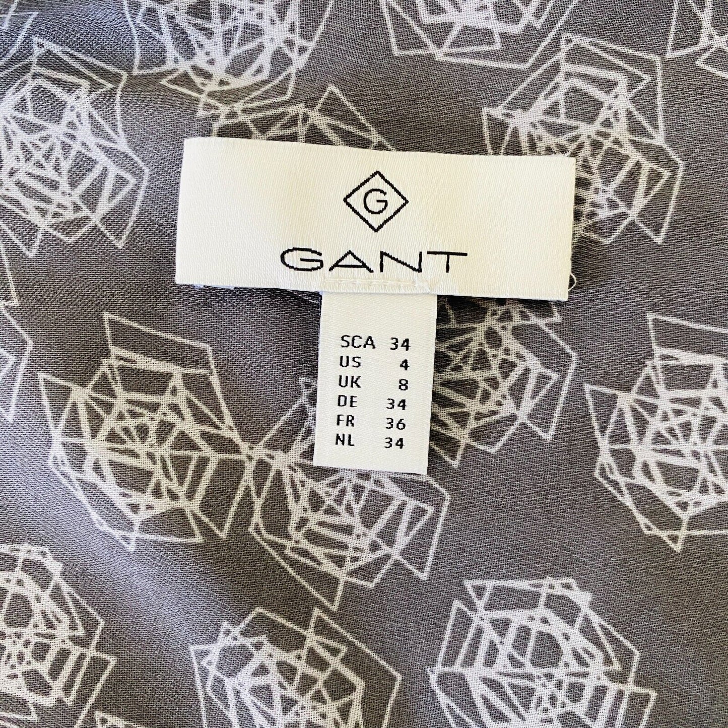 GANT Grey Printed Shirt Dress Size EU 34 UK 8 US 4