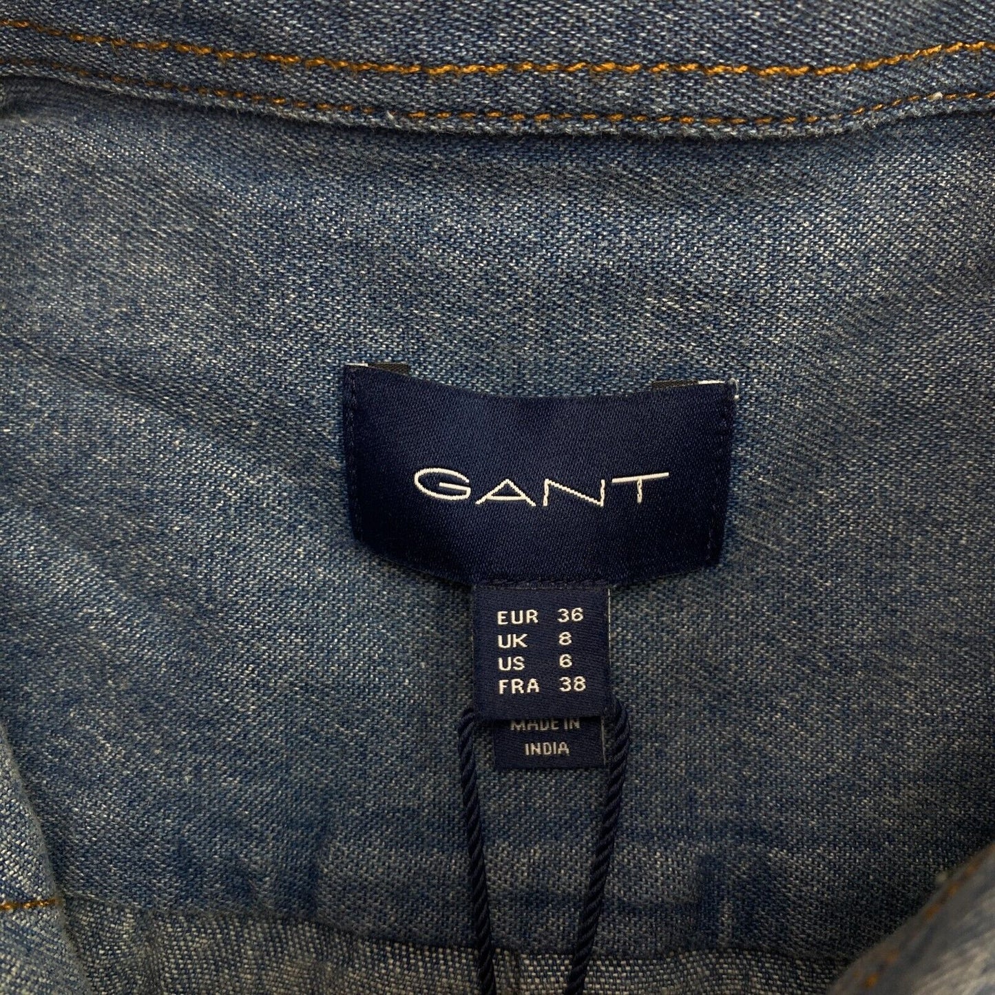 GANT Women Navy Blue Denim Sawtooth Long Sleeves Shirt Size EU 36 UK 8 US 6