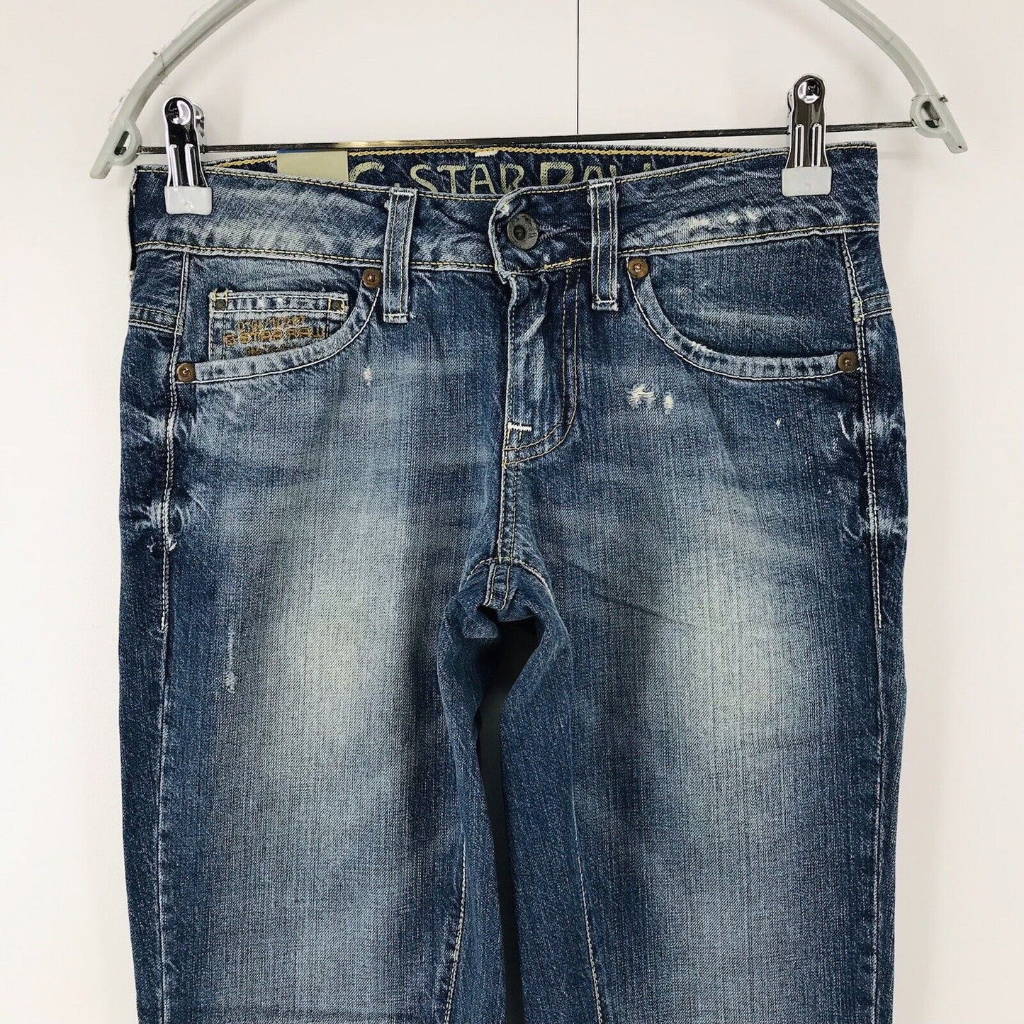 G-STAR RAW REESE Damen Blaue Jeans mit normaler gerader Passform W26 L34 Made in Italy