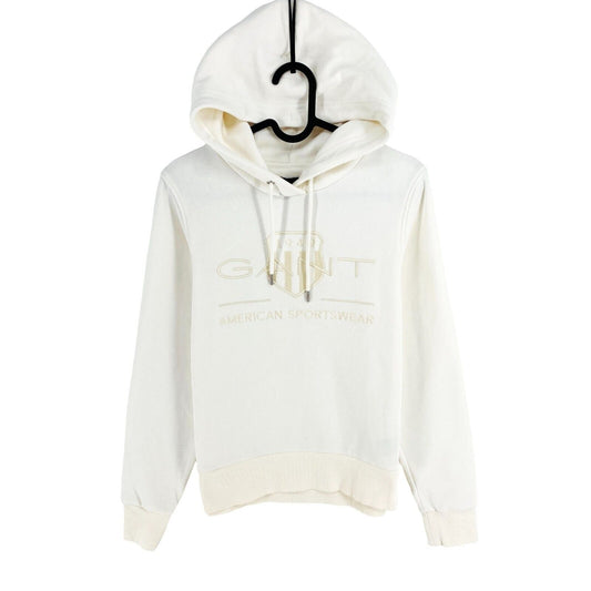 GANT White Tonal Archive Shield Hoodie Pullover Sweater Size XS