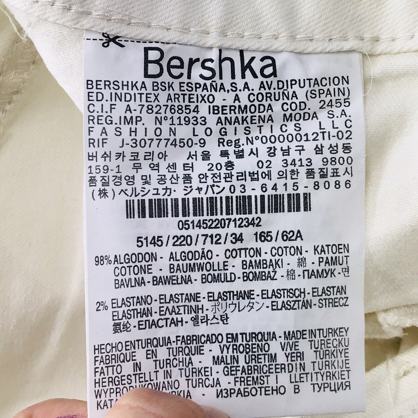 BERSHKA Women Beige Stretch Super Skinny Fit Ripped Jeans XS EUR 34 UK 6 W24