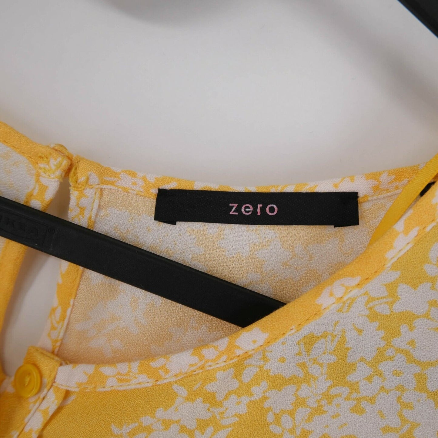 ZERO Yellow Floral Print Blouse T Shirt Size 34