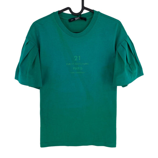 Karl Lagerfeld Vert Puffy Sleeve W Logo Top Taille S