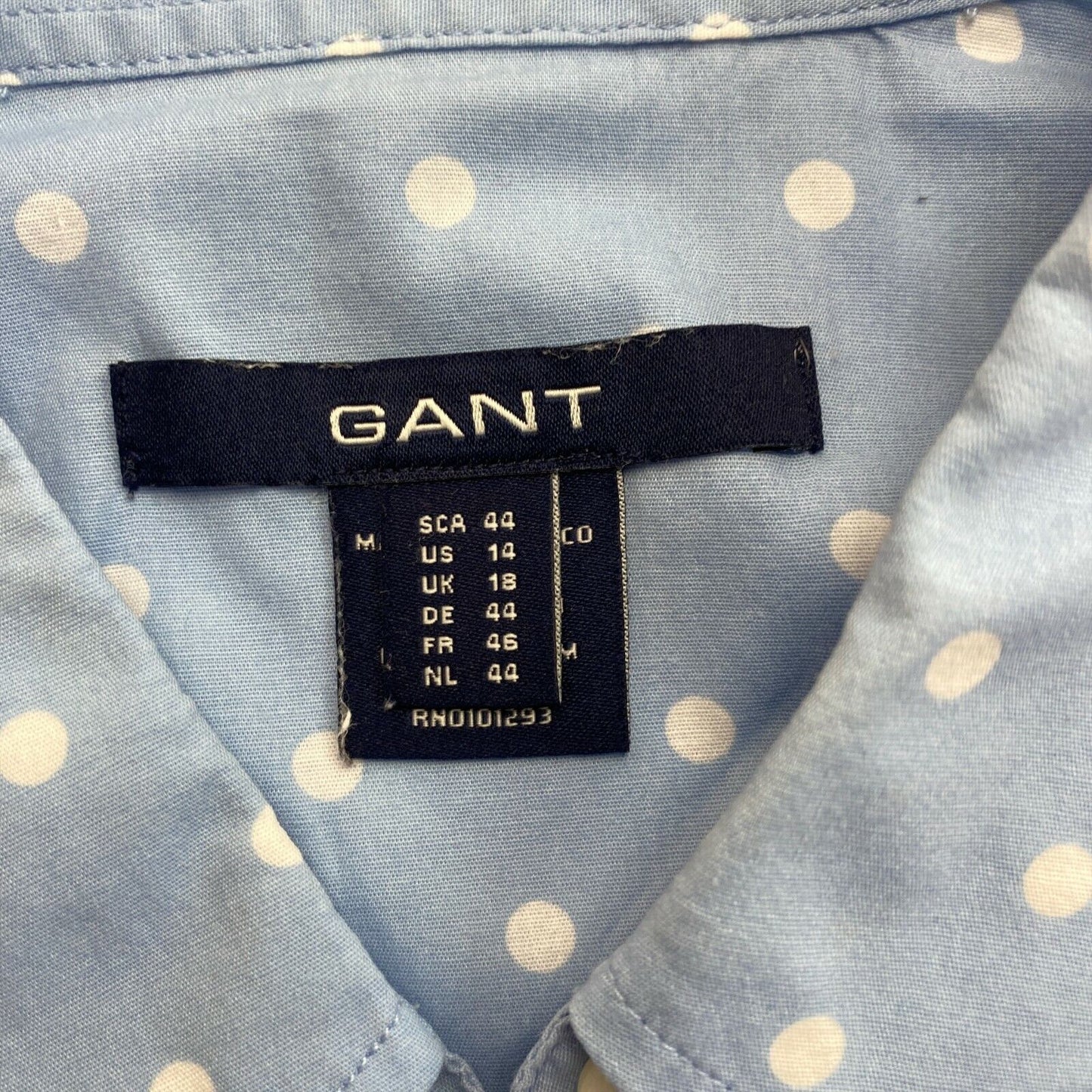 GANT Light Blue Polka Dot Short Sleeves Shirt Size EU 44 UK 18 US 14