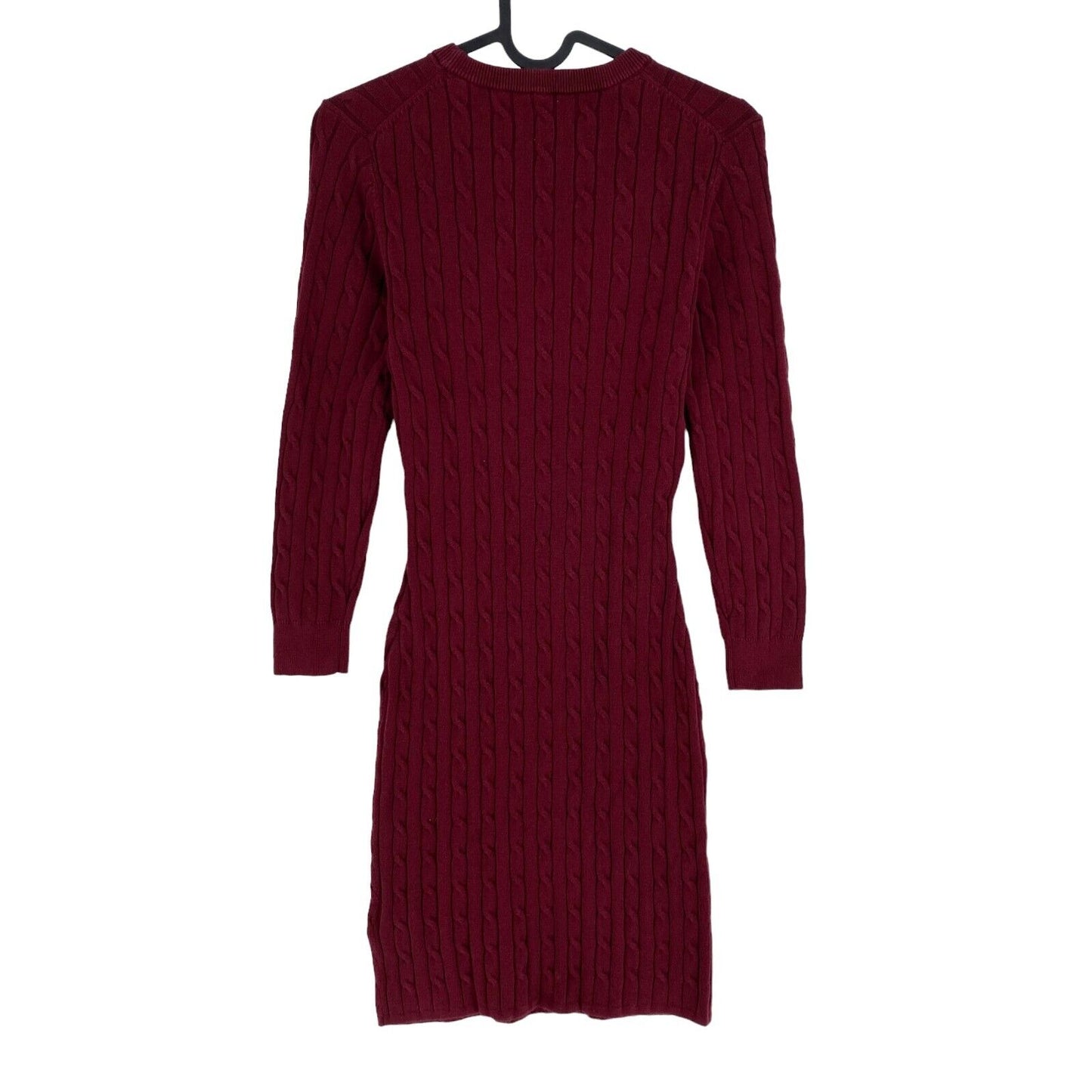 GANT Dark Red Stretch Cotton Cable Knit Long Sleeves Dress Size XS