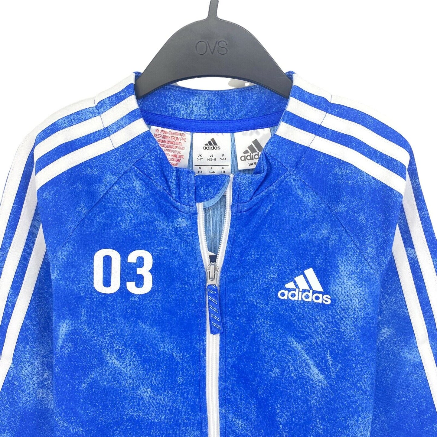 Adidas Jungen Blau Original Logo Full Zip Pullover Pullover Größe 5 - 6 Jahre