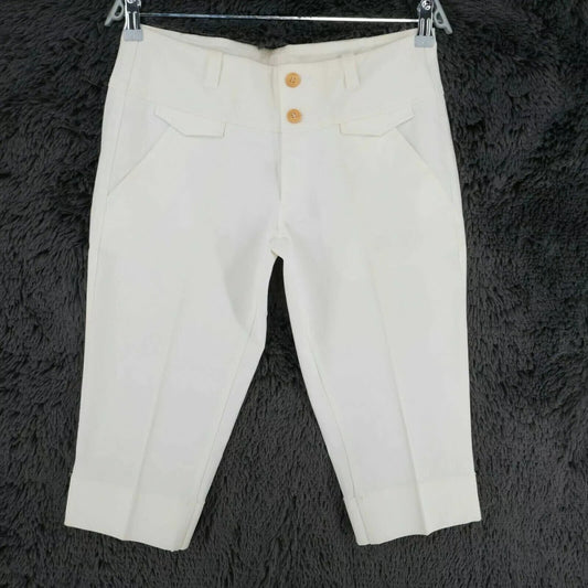 STEFANEL Women White Stretch Chino Capri Pants Trousers Size EU 40 IT 44 W31