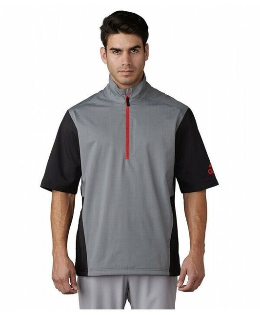 Adidas Golf Climaproof Heathered Short Sleeve Rain Grey Jacket Size M