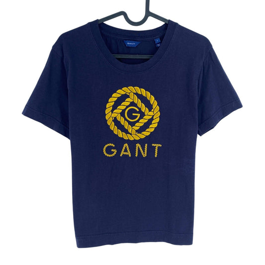 GANT Women Navy Blue Rope Icon Short Sleeve Crew Neck T Shirt Size L