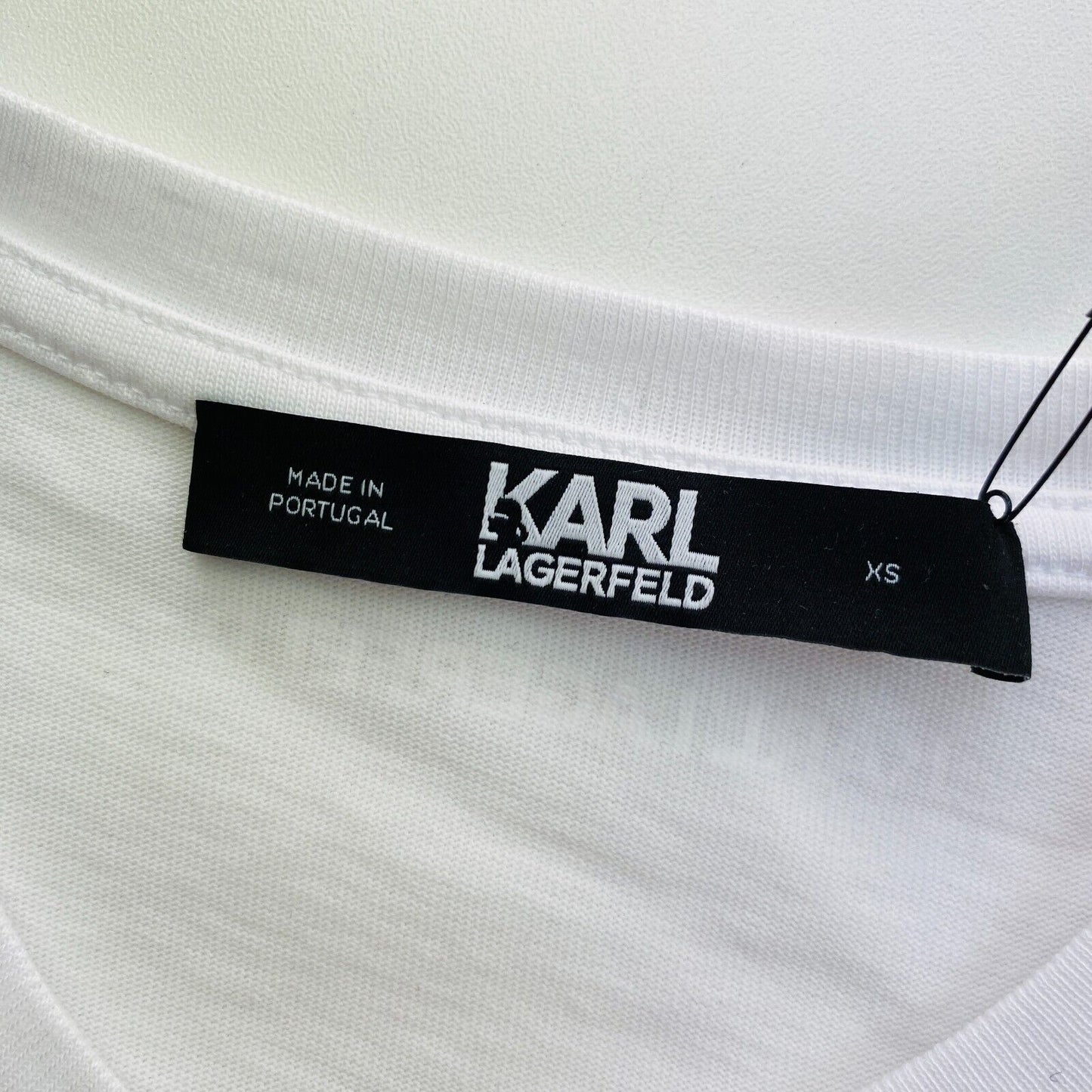 Karl Lagerfeld White Bow SS Crew Neck T Shirt Size XS