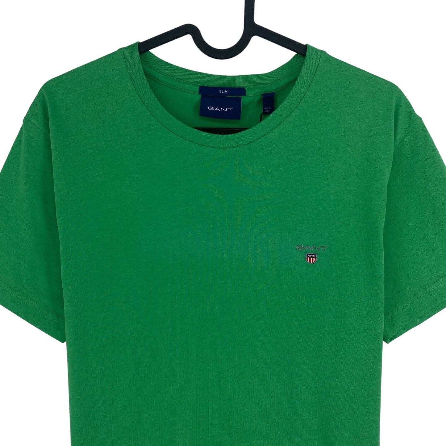 GANT Men Mid Green Original Slim Fit Crew Neck Short Sleeves T Shirt Size M