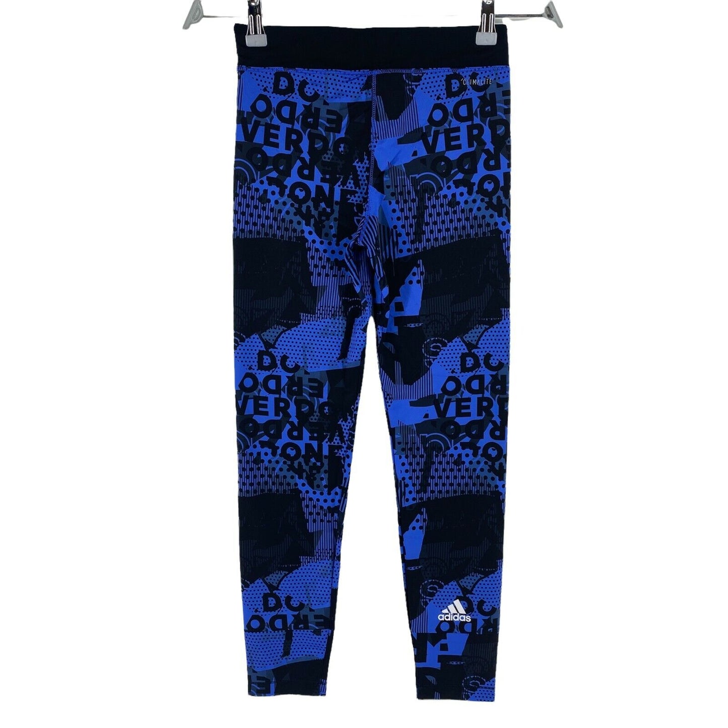 Adidas Climalite Girls Navy Blue Printed Train Tight Leggings Size 11 -12 Years