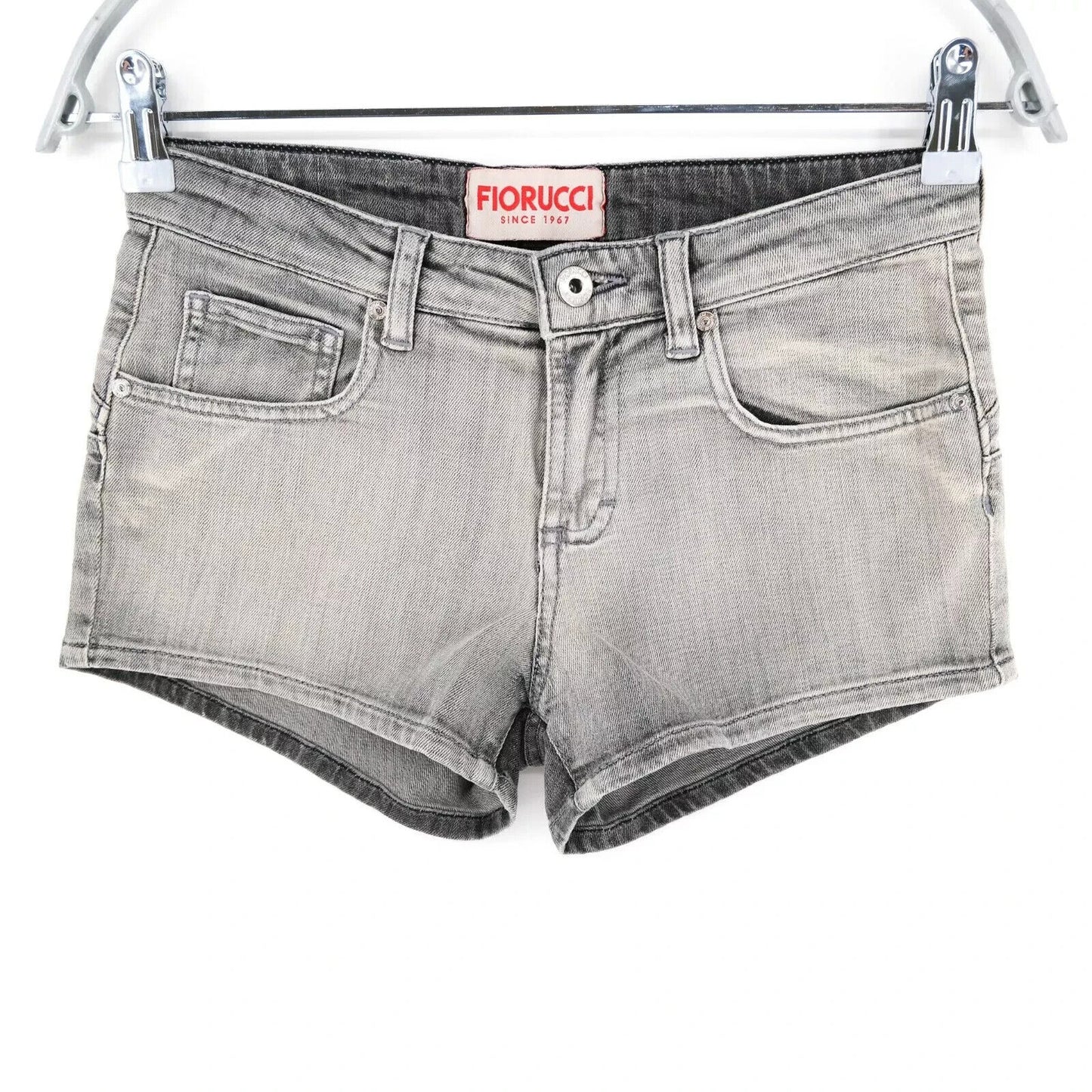 RRP €140 FIORUCCI By Naomi Campbell Light Grey Denim Shorts Size W27