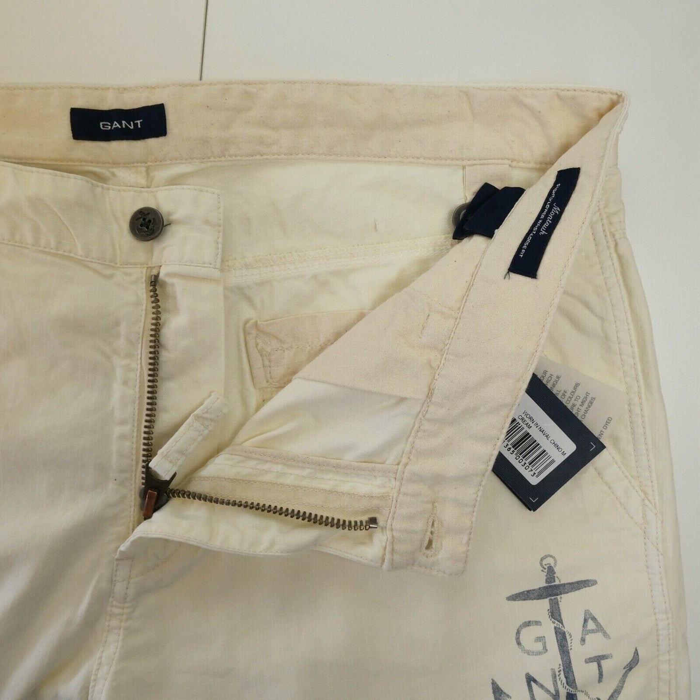 GANT Beige porté en chino naval pantalon coupe droite ample taille W32