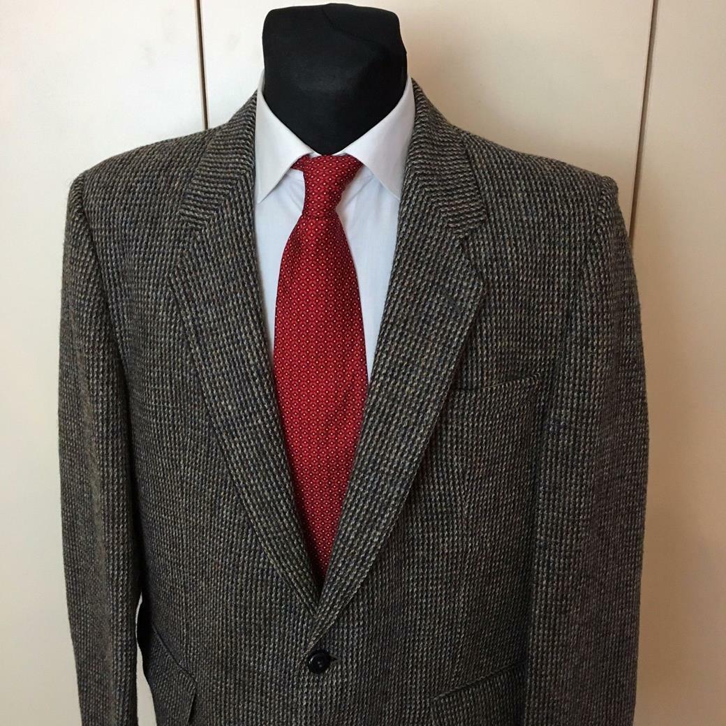 Harris Tweed 100% Wool Brown Jacket Blazer Size US/UK 42 EUR 52