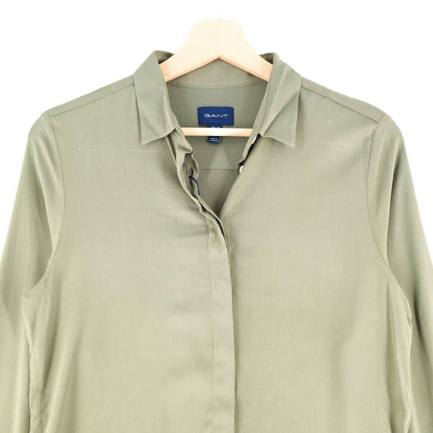 GANT Olive Green Featherweight Twill Blouse Shirt Size EUR 38 UK 12 US 8