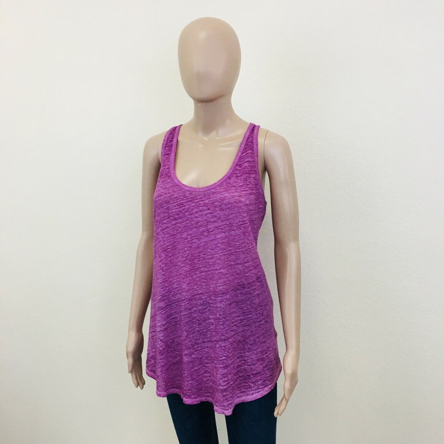 ZARA 100% Linen Purple Tank Top T Shirt Size L