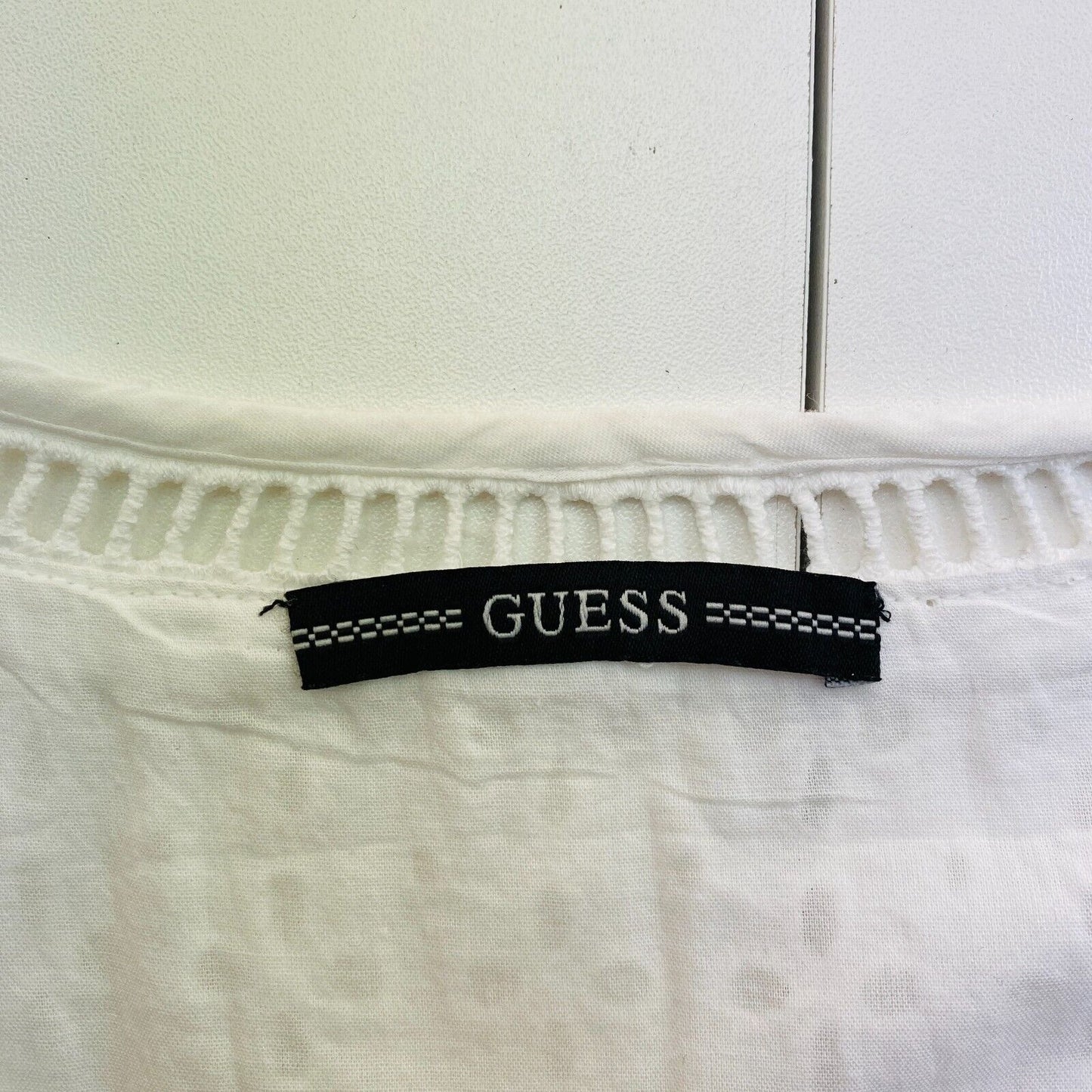 GUESS Women White Sleeveless Flared Dress Size L