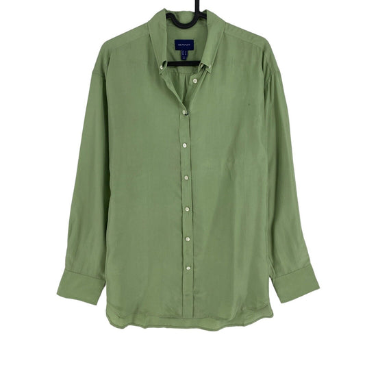 GANT Green Relaxed 100% Silk Shirt Size EU 32 UK 4 US 2