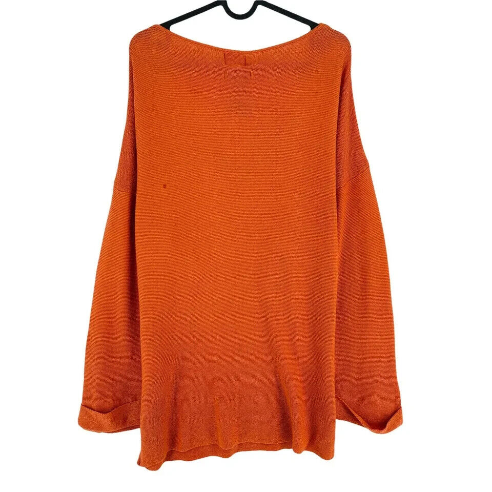 La Martina Women Orange Cotton Cashmere Blend Loose Fit Jumper Sweater Size S