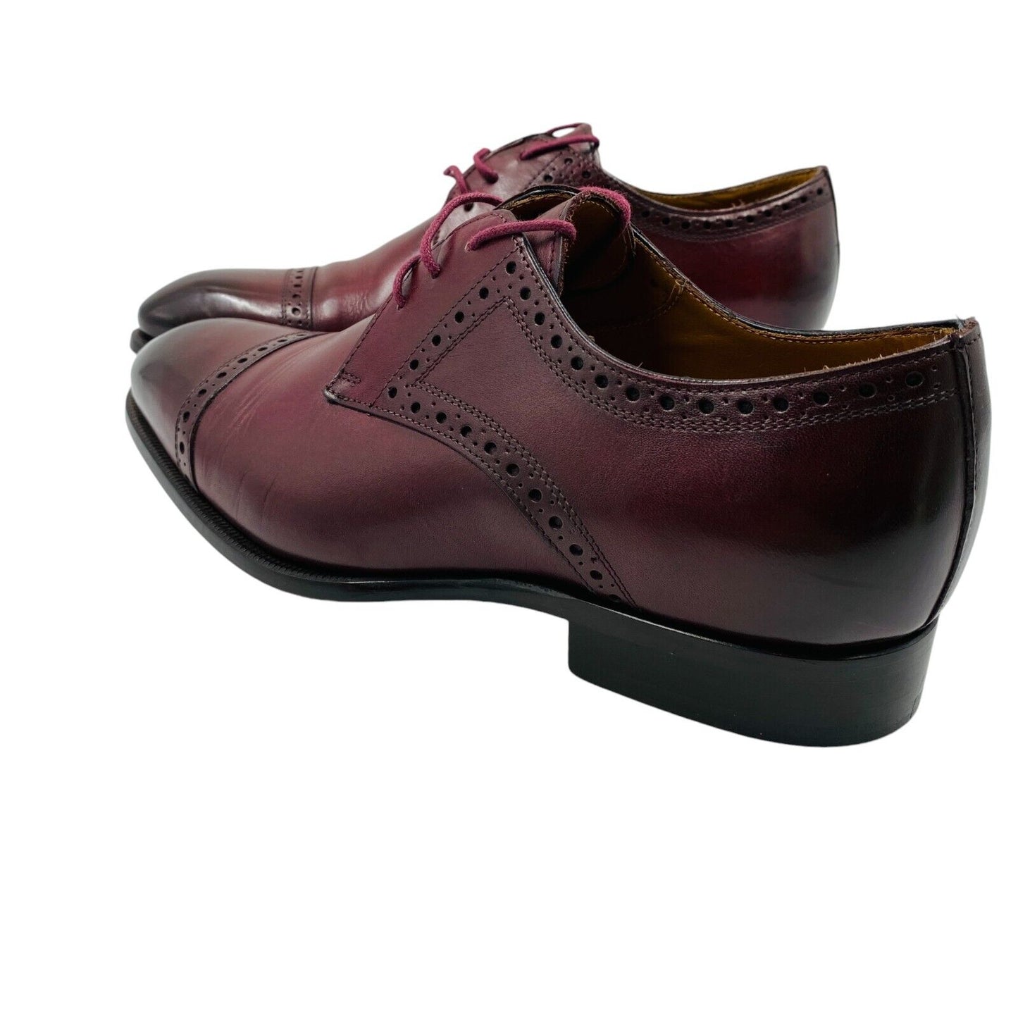 IZAC Couture Mens Designer Bordeaux Red Leather Lace Up Shoes EUR 42 UK 8 US 9