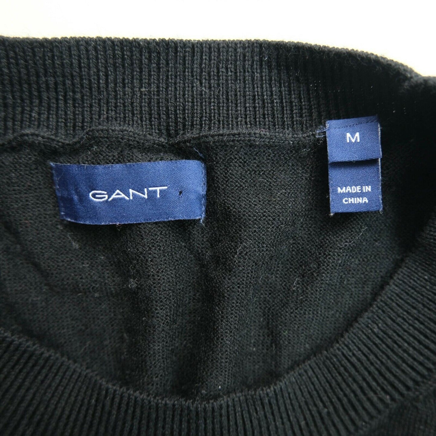 GANT Black Crew Neck 100% Wool Sweater Jumper Size M