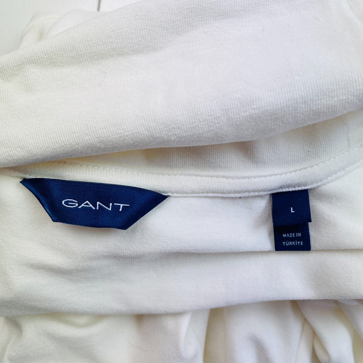 GANT White Jersey Turtle Neck Long Sleeves T Shirt Size L