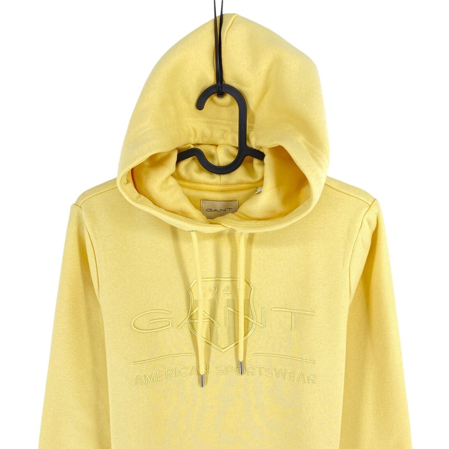 GANT Women Yellow Reg Tonal Shield Hoodie Jumper Sweater Size XS