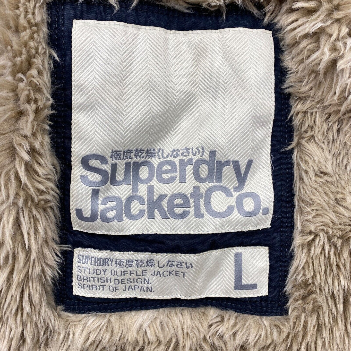 SUPERDRY STUDY DUFFLE Navy Blue 100% Cotton Hooded Jacket Coat Size L