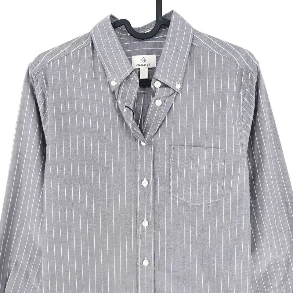 GANT Women Grey Striped Royal Oxford Stripe Shirt Size EU 44 UK 18 US 14