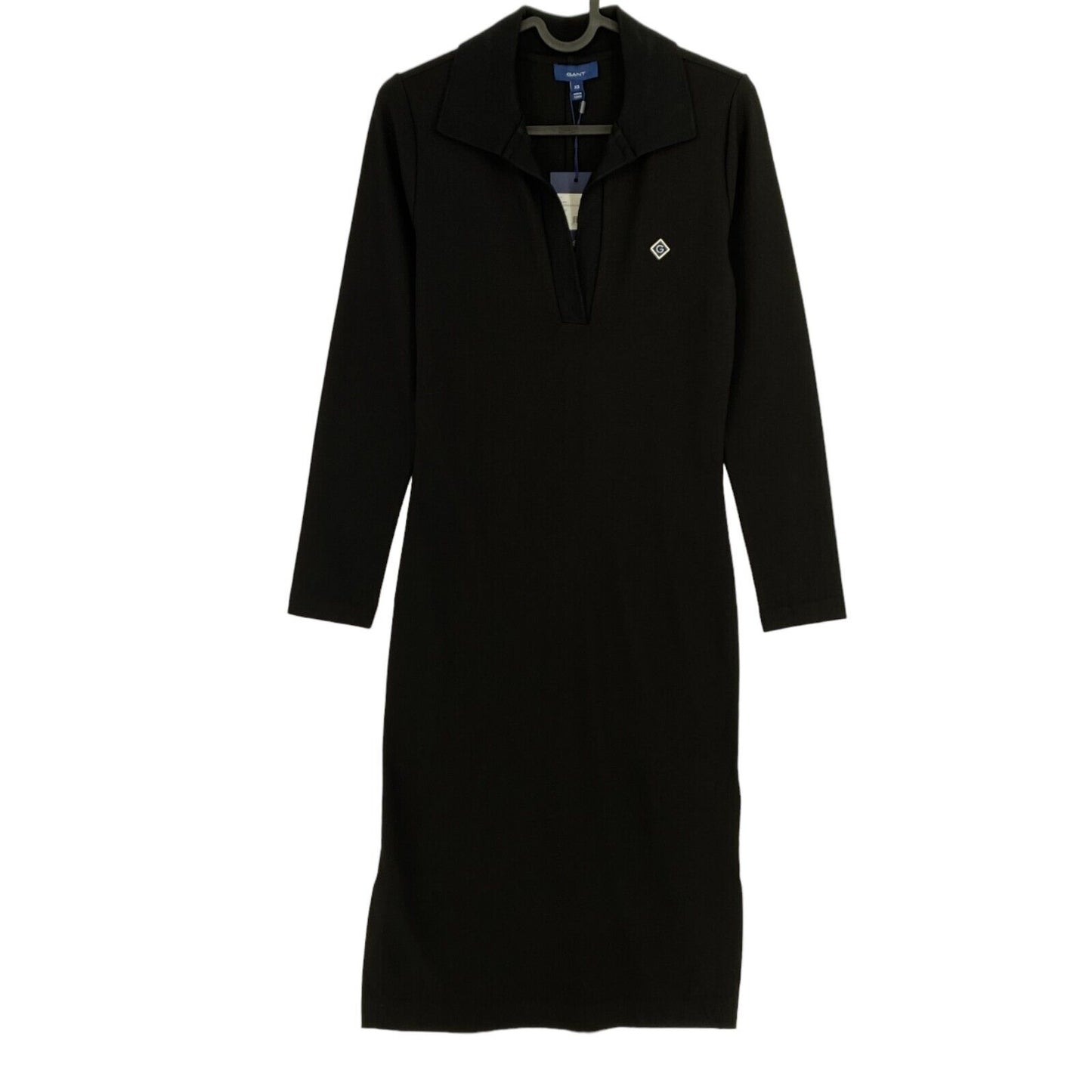 GANT Robe polo à manches longues en jersey noir Taille XS