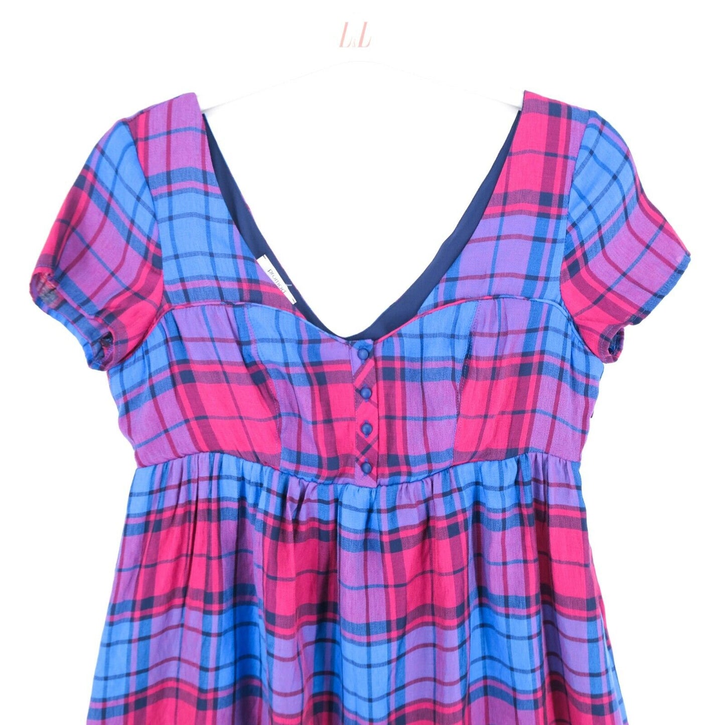 PROMOD Blue Check Dress Size EU 36 40 UK 8 12 US 4 8