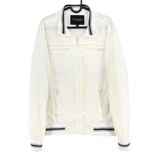 GUESS White Lightweight Bomber Jacket Coat Size S