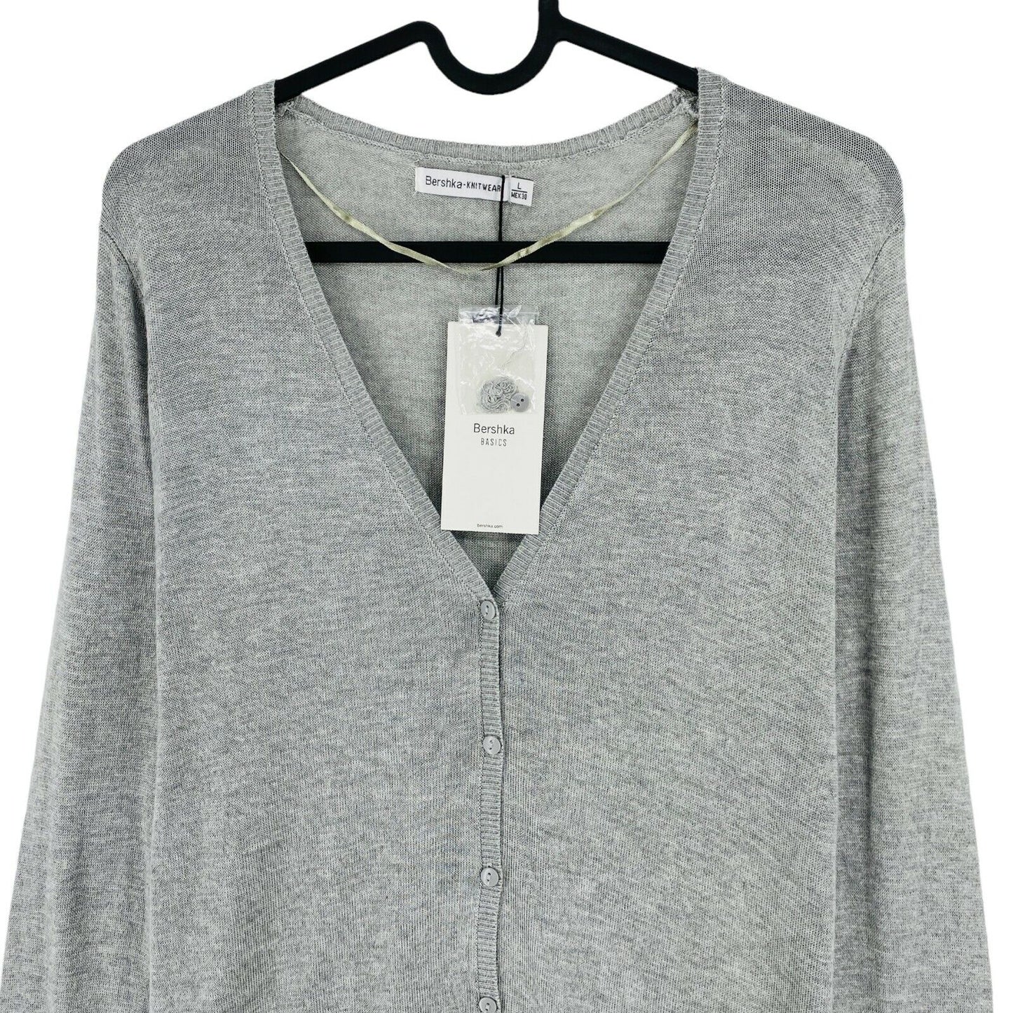 BERSHKA Grey Long Cardigan Sweater Jumper Size L