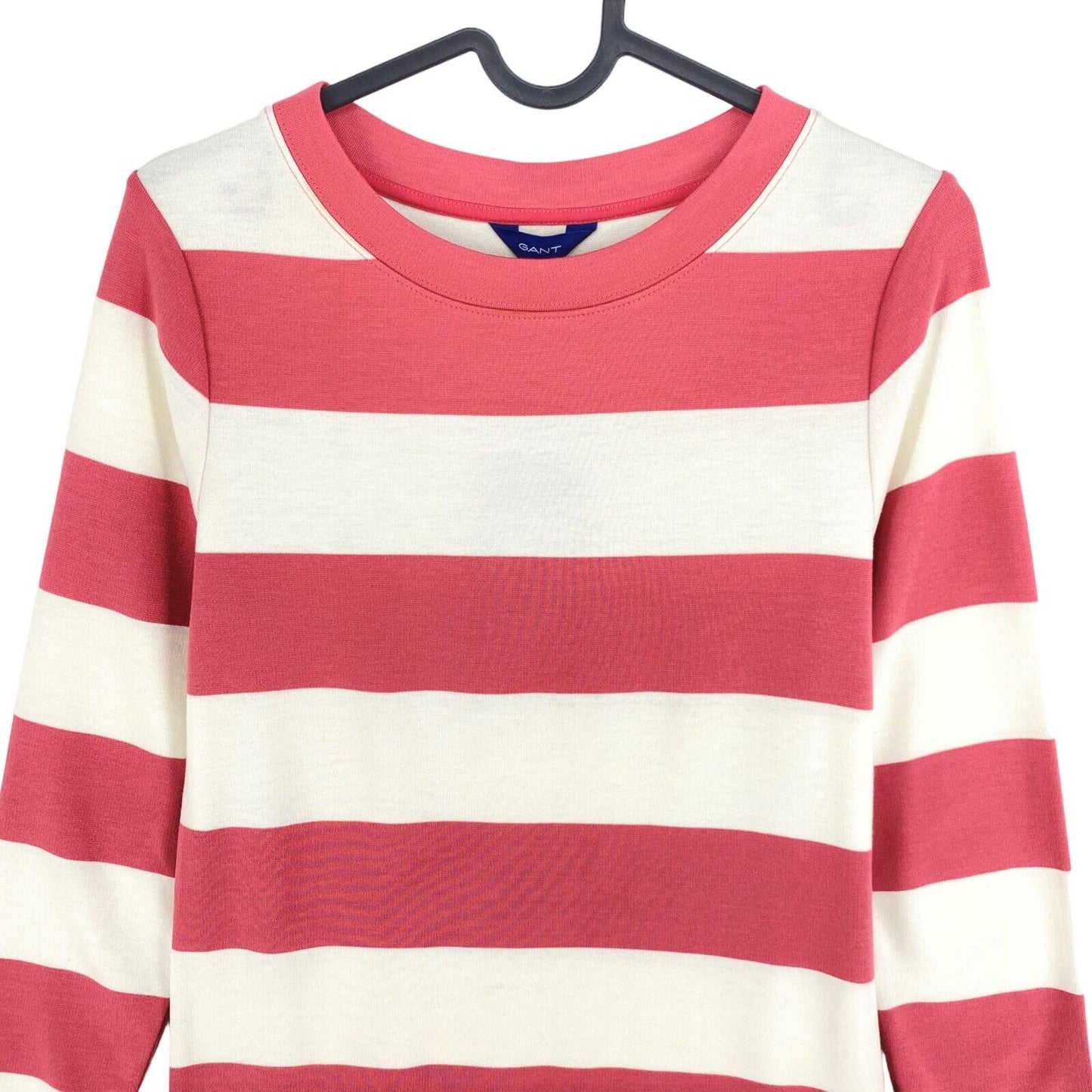 GANT Pink Bar Striped Jersey Crew Neck Dress Size XS