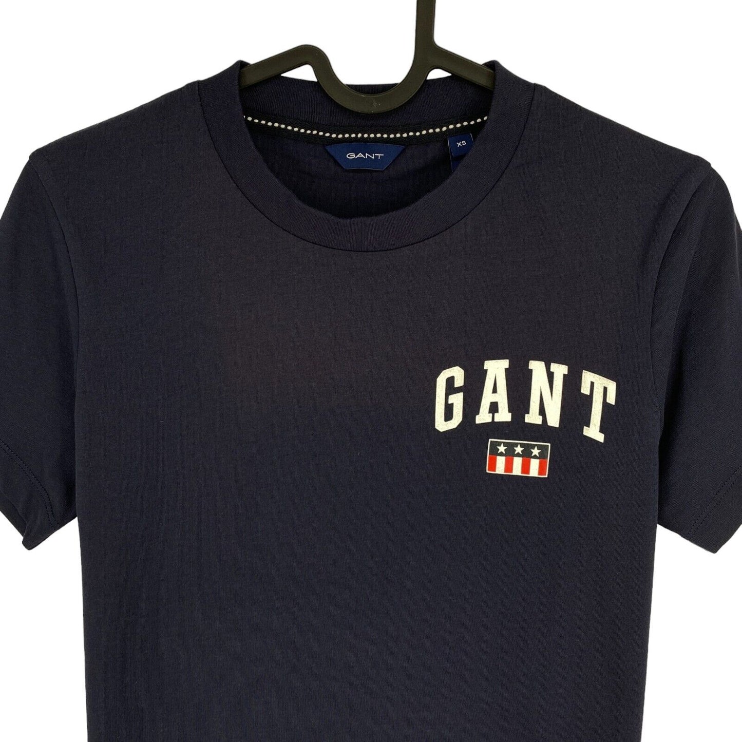 GANT Women Navy Blue Retro Logo Crew Neck Short Sleeves T Shirt Size XS