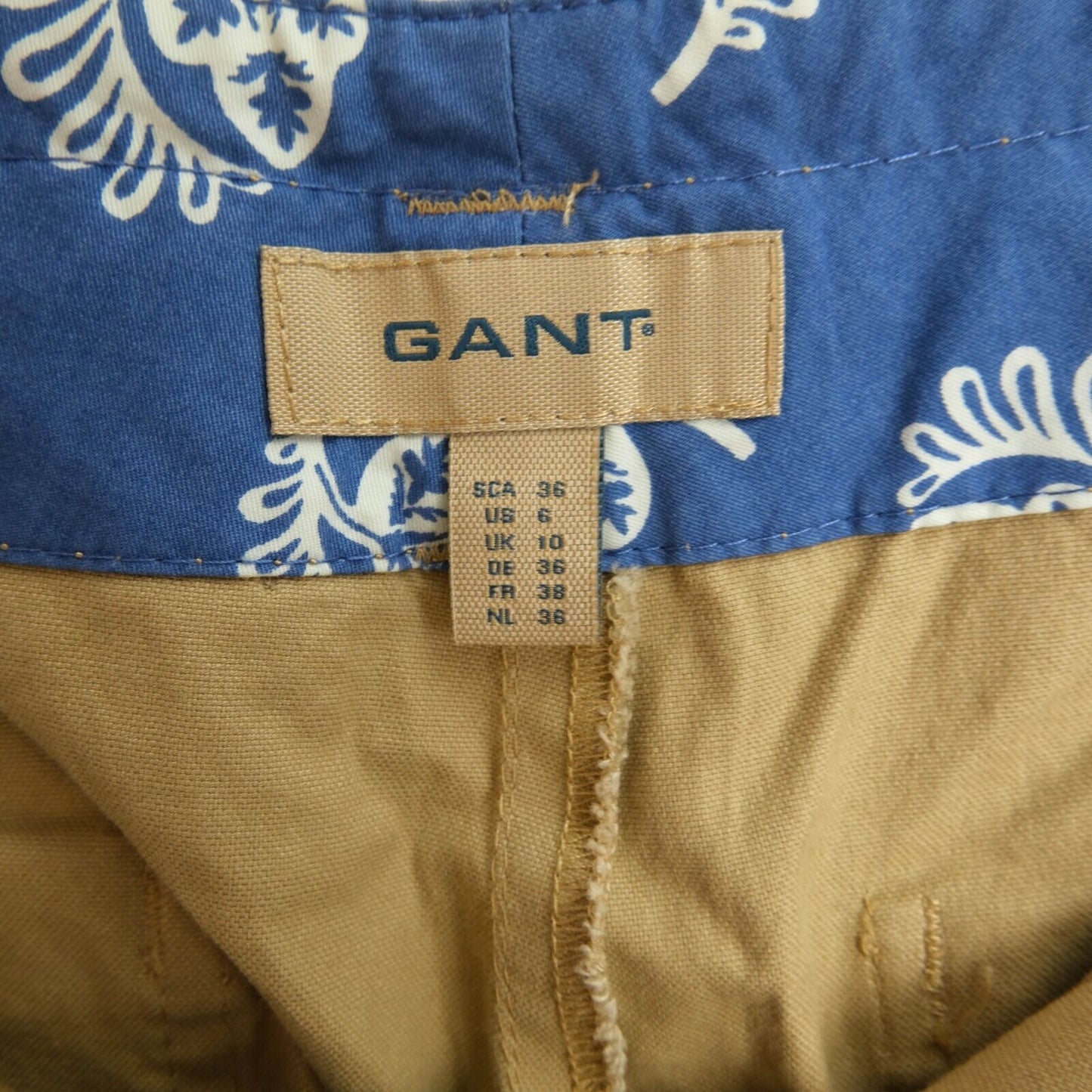 GANT Light Brown Rugger Canvas Cropped Pants Trousers Size EU 36 UK 10 US 6